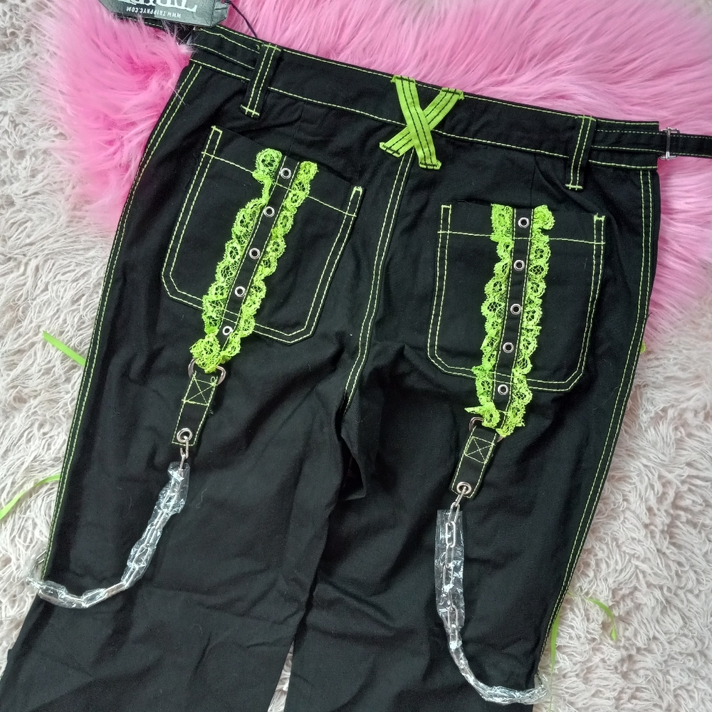 Nwt Tripp NYC Dark street green lace & chains pristine flared bondage - Picture 5 of 7